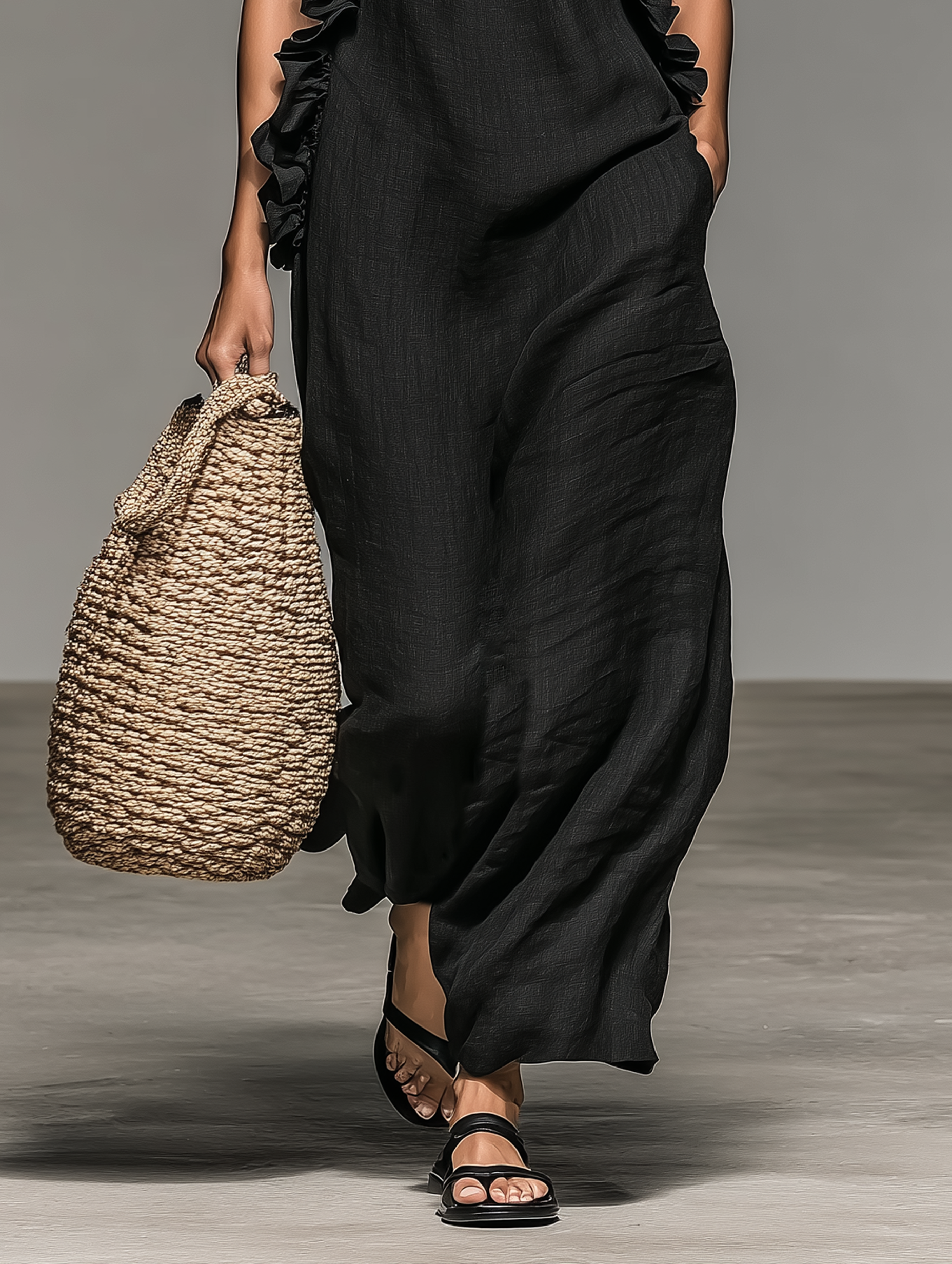 ELENA | Maxi Jurk met Zachte Volants