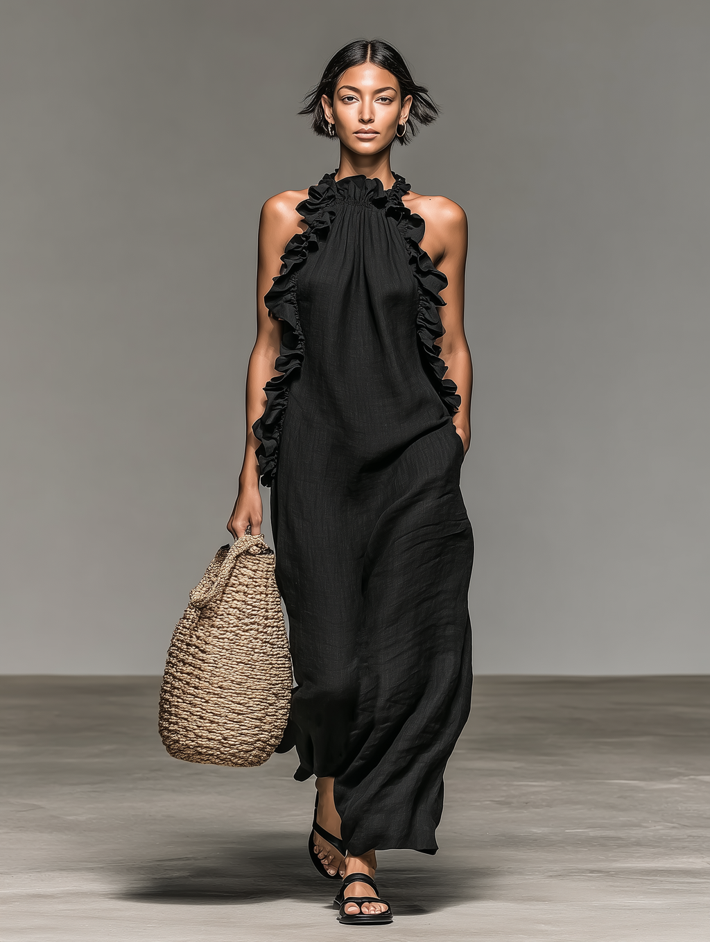 ELENA | Maxi Jurk met Zachte Volants