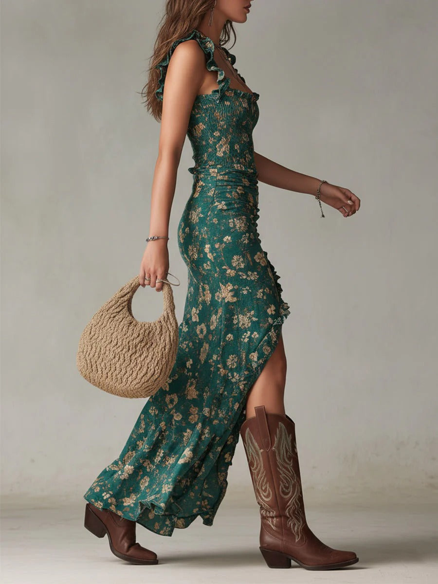 Michelle | Bohemien Maxi Jurk met Retro Print